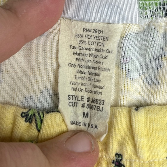 Shut Eye Made in USA sz M Yellow Frogs Cotton Sleepwear Pajama Pants y2k Lounge - Picture 4 of 7